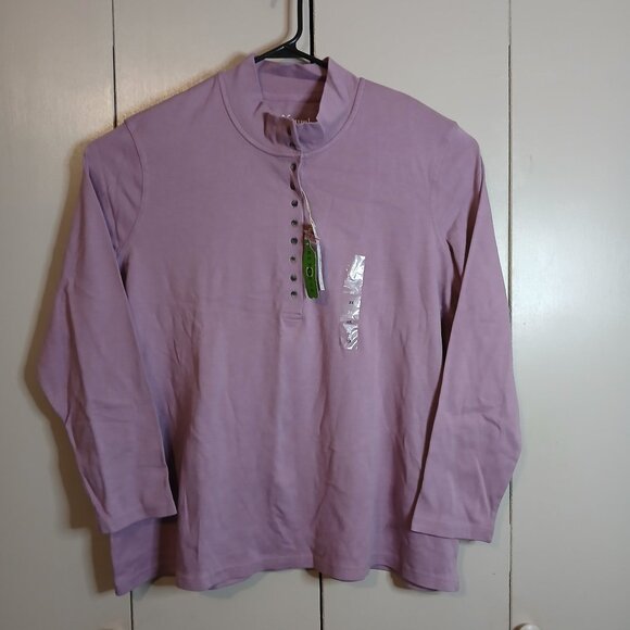 Natural Reflections Women's 2X/2T Purple Long Sleeve Cotton Blouse - Picture 1 of 5